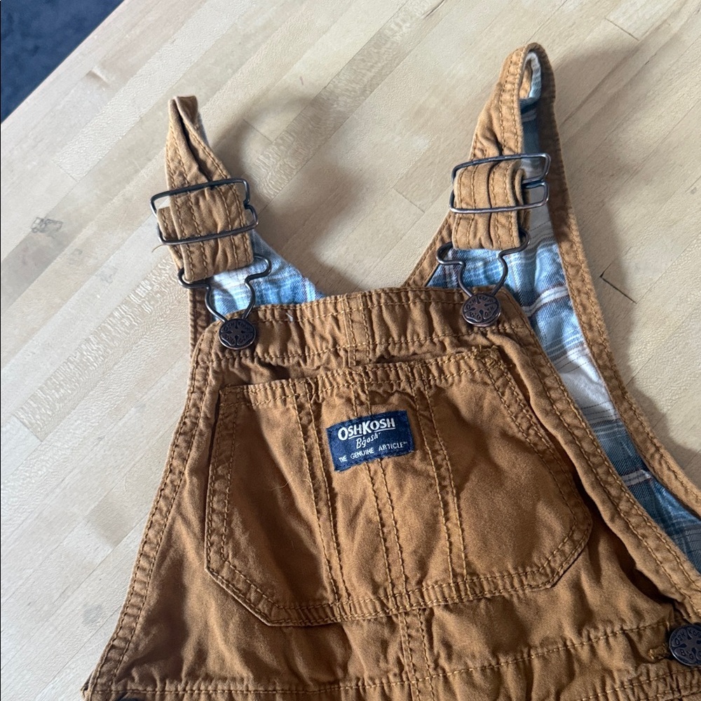 OshKosh B'gosh Tan Kids Overalls 3T lined